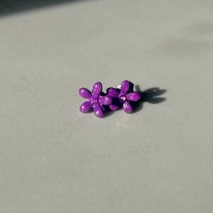 Purple Flower Stud Earrings